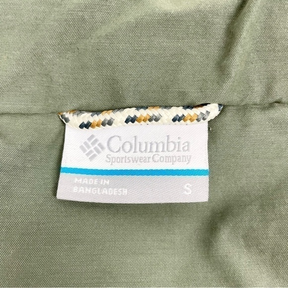 COLUMBIA Cotton Blend Spring/Fall Jacket Sage Green with Brown Leather Detail - Picture 12 of 16